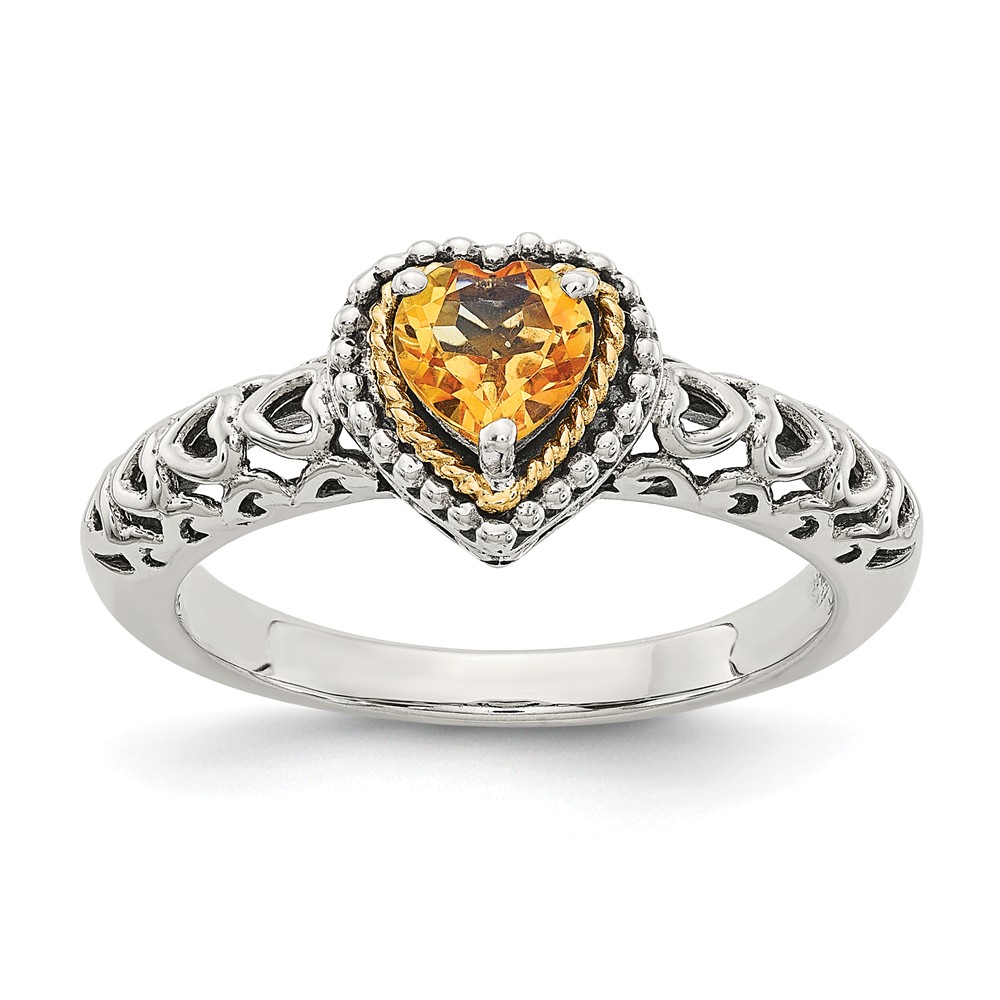 Picture of Shey Couture QTC841-6 Sterling Silver with 14K Gold Citrine Ring&#44; Antiqued - Size 6