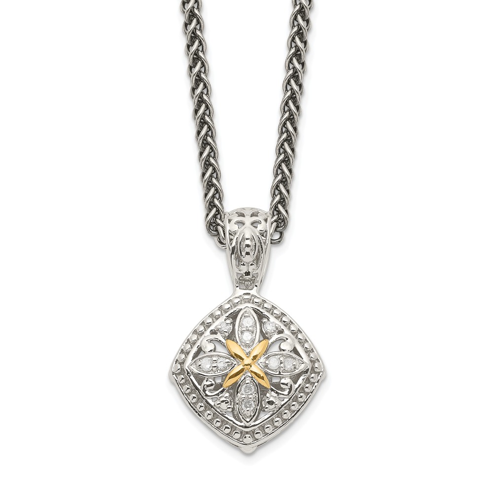 Picture of Shey Couture QTC1171 Sterling Silver with 14K Gold Diamond Necklace, Polished