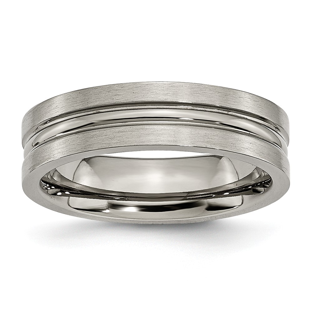 Picture of Bridal TB118-11 6 mm Titanium Grooved Brushed & Polished Band&#44; Polished & Brushed - Size 11