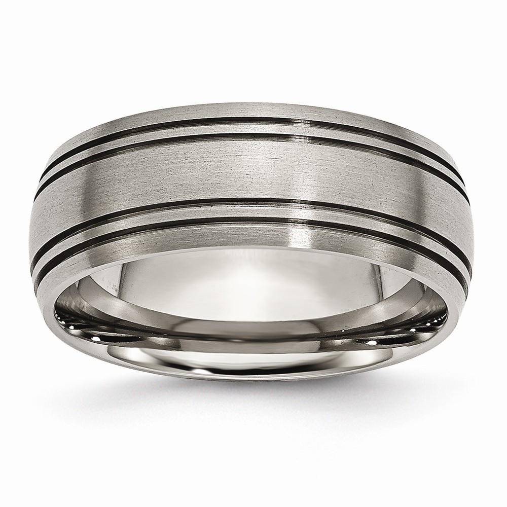 Picture of Bridal TB121-11 8 mm Titanium Grooved Satin Band&#44; Polished & Brushed - Size 11