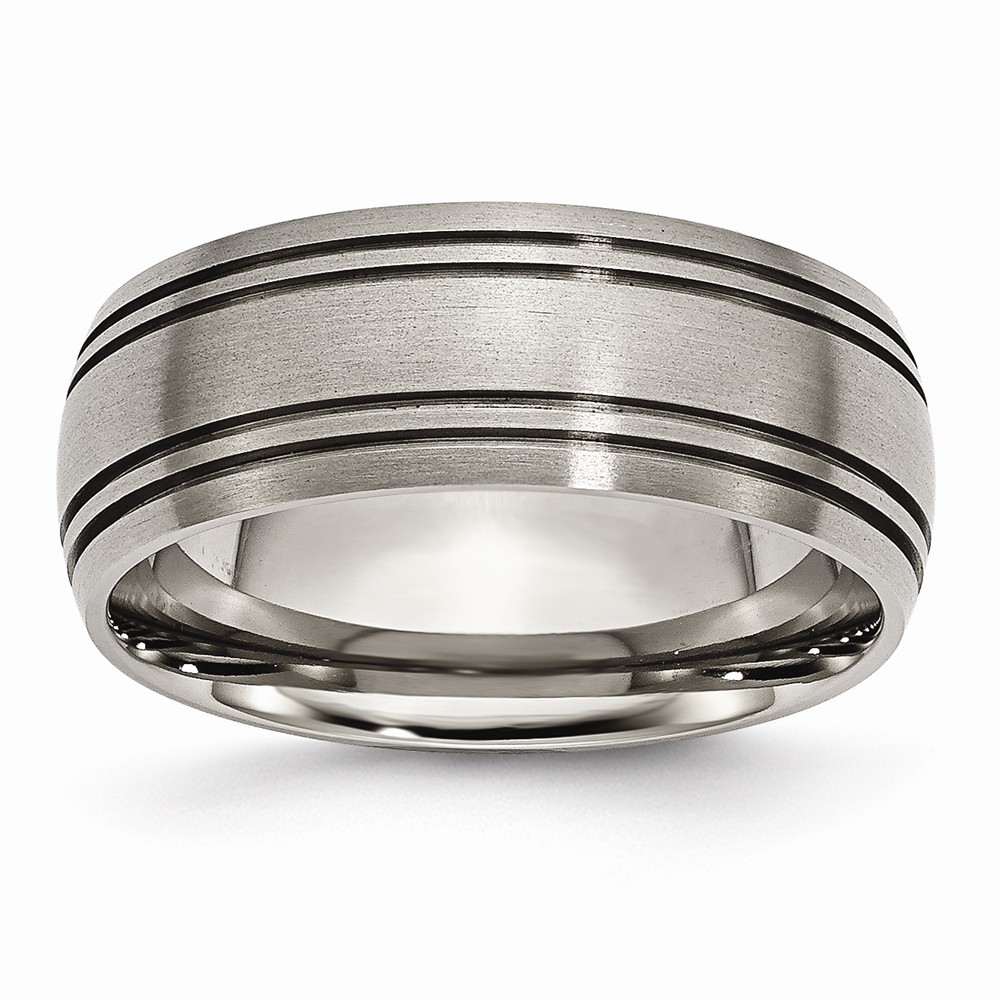 Picture of Bridal TB121-11.5 8 mm Titanium Grooved Satin Band&#44; Polished & Brushed - Size 11.5