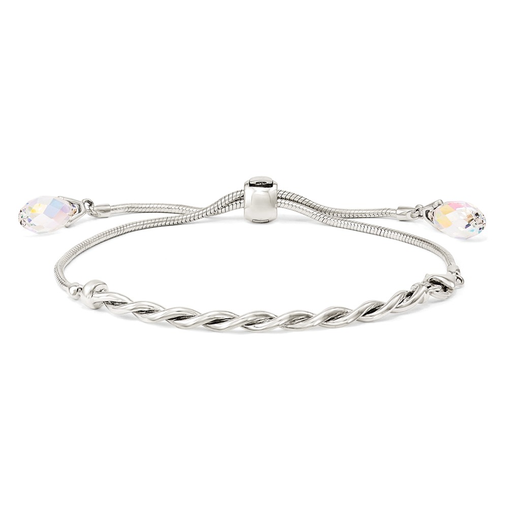 Sterling Silver Swarovski Crystal Tassel Adjustable Bracelet, Polished -  Glitter, GL2725303