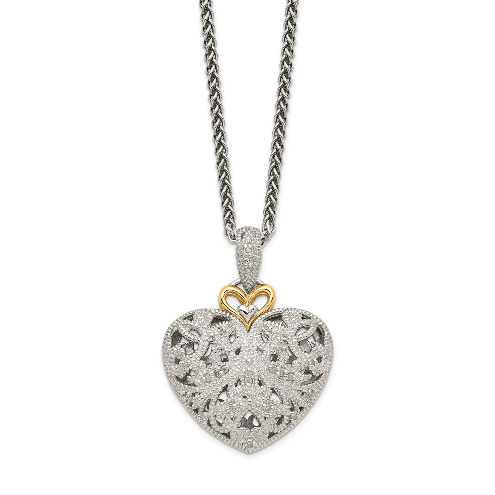 Picture of Shey Couture QTC510 Sterling Silver with 14K Gold Diamond Vintage Necklace - Polished & Antiqued