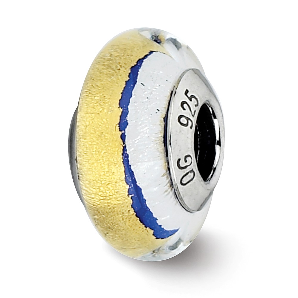 Reflection Beads QRS2227 Sterling Silver Blue, Gold & Silver Italian Murano Bead - Antiqued & Polished -  Action Rubber Industrial Suppl