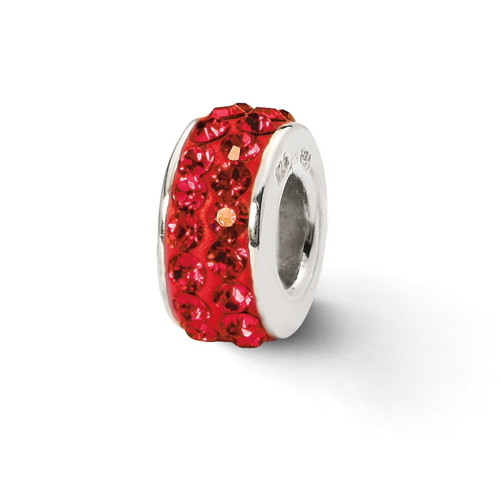 Sterling Silver Red Double Row Swarovski Crystal Bead - Polished -  Glitter, GL2725010