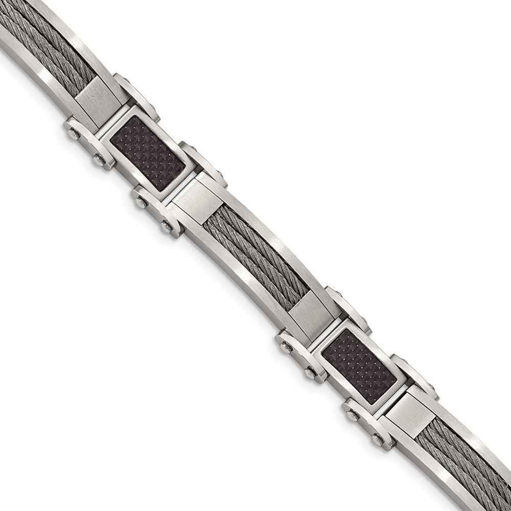Picture of Chisel SRB128-9 8.5 in. Stainless Steel Black Carbon Fiber Inlay Bracelet - Polished