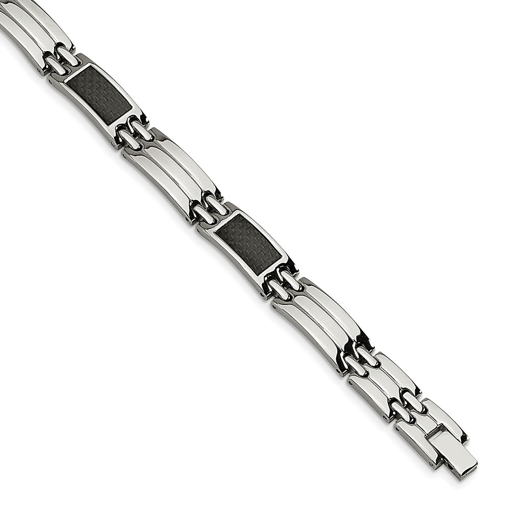 Picture of Chisel SRB141-8.5 8.5 in. Stainless Steel Brushed & Polished Black Carbon Fiber Inlay Bracelet
