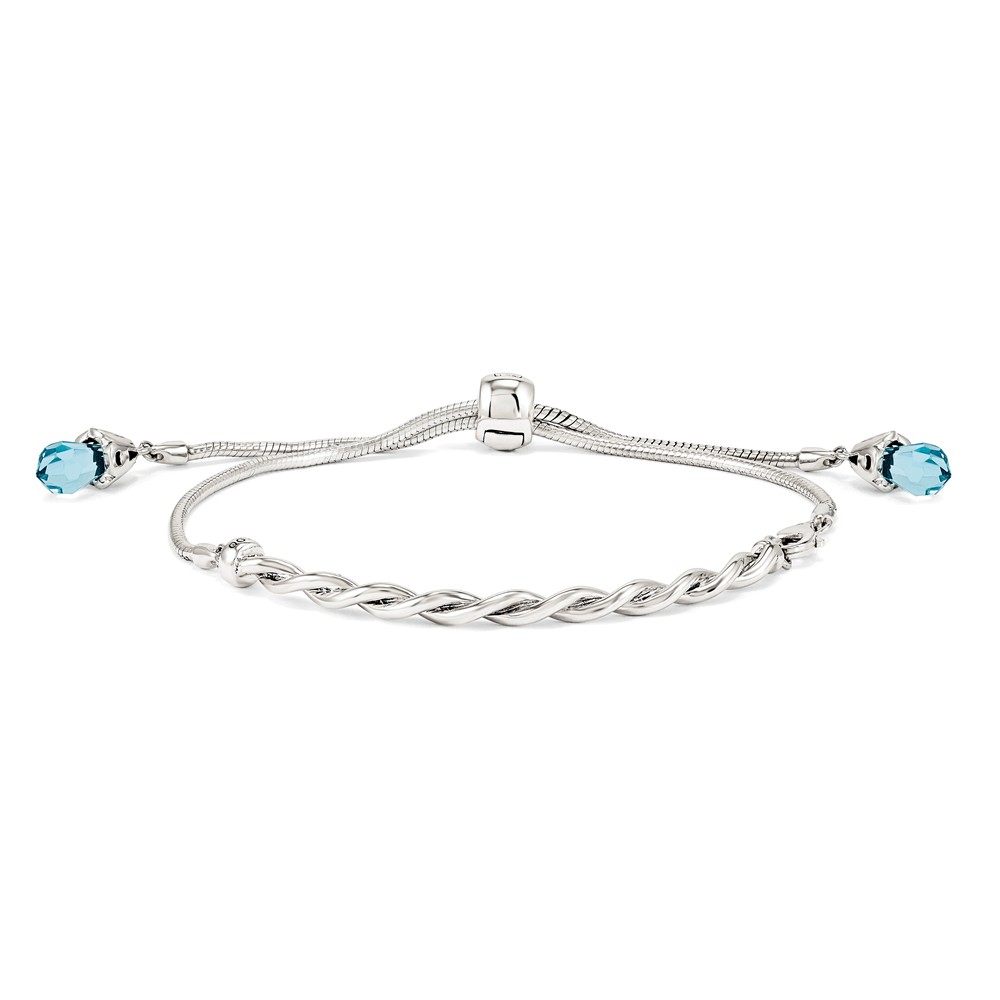 Sterling Silver Blue Swarovski Crystal Adjustable Bracelet - Polished -  Glitter, GL2726351