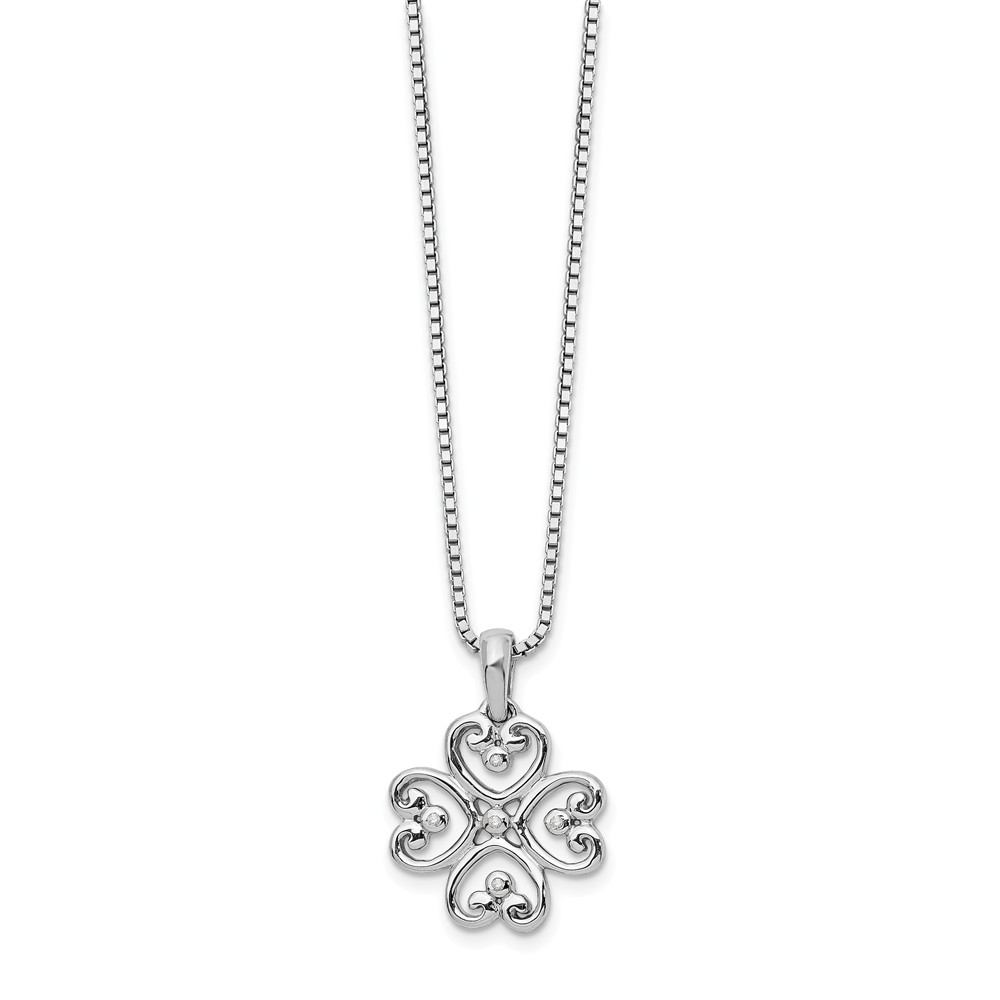 Picture of Celtic QW337-18 18 in. Sterling Silver 0.02 CT Diamond Heart Necklace - Polished