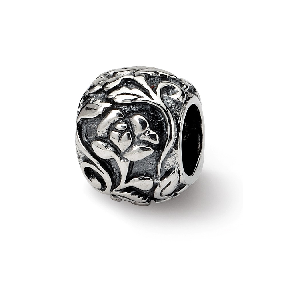 Picture of Reflection Beads QRS1012 7.27 mm Sterling Silver Floral Bead&#44; Antiqued