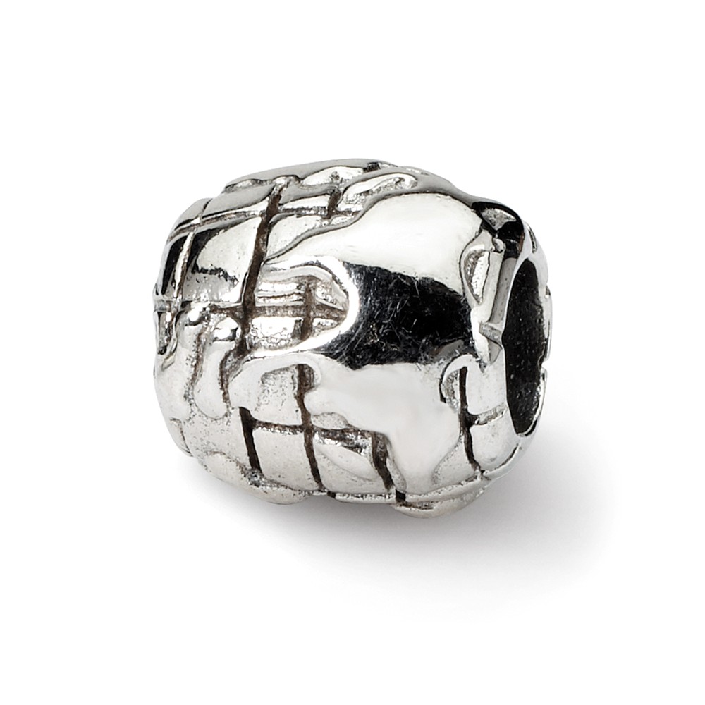 Sterling Silver World Bead - Antiqued & Polished -  Glitter, GL2725402