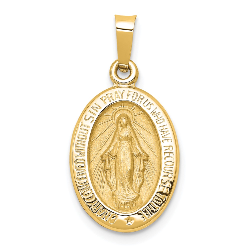 Picture of Finest Gold 11 x 18 mm 14K Yellow Gold Polished &amp; Satin Miraculous Medal Pendant