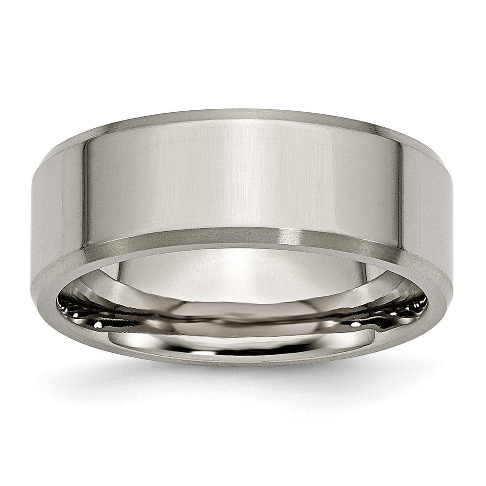 Picture of Bridal TB112-11 8 mm Titanium Beveled Edge Brushed & Polished Band - Size 11
