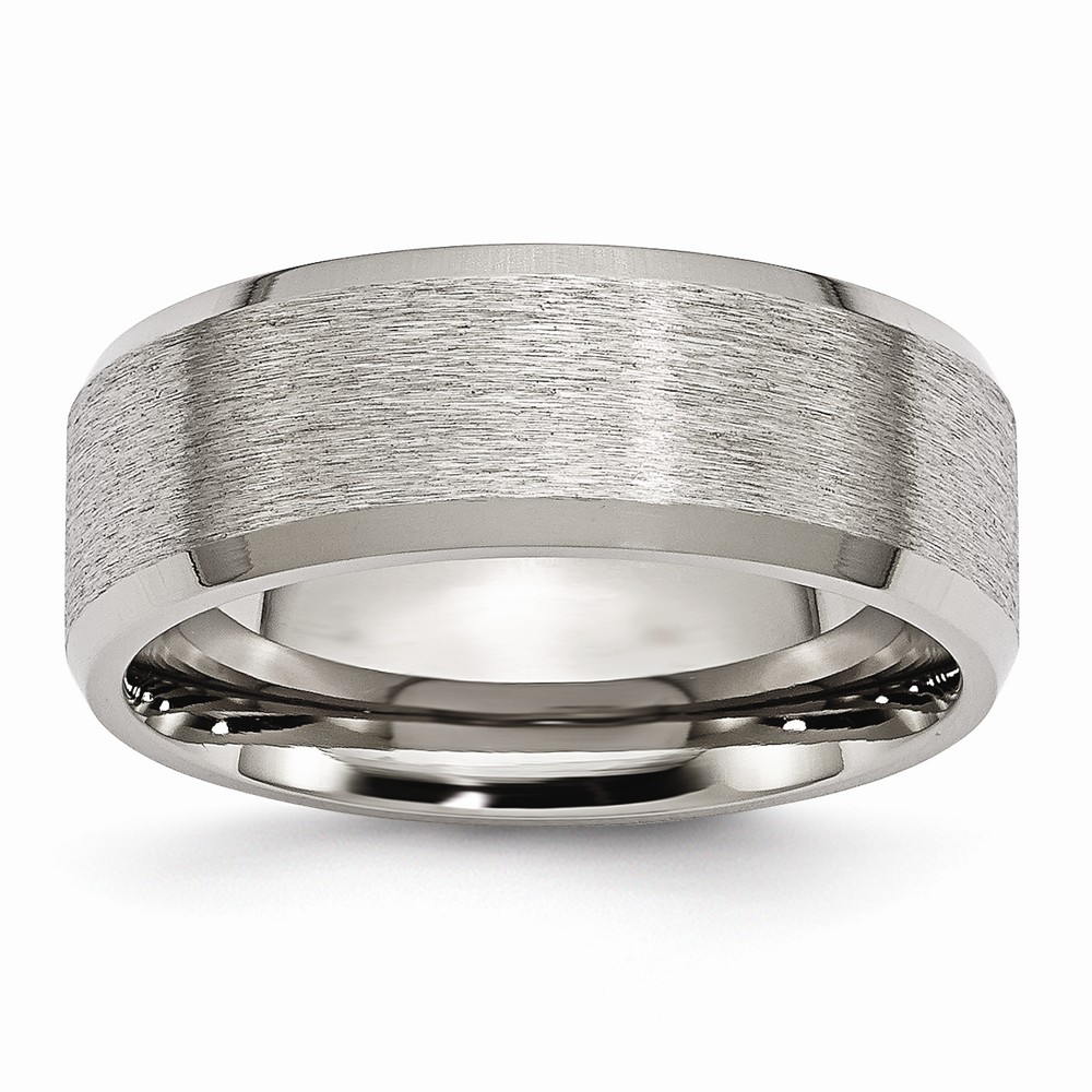 Picture of Bridal TB13-7 8 mm Titanium Beveled Edge Satin & Brushed Band - Size 7