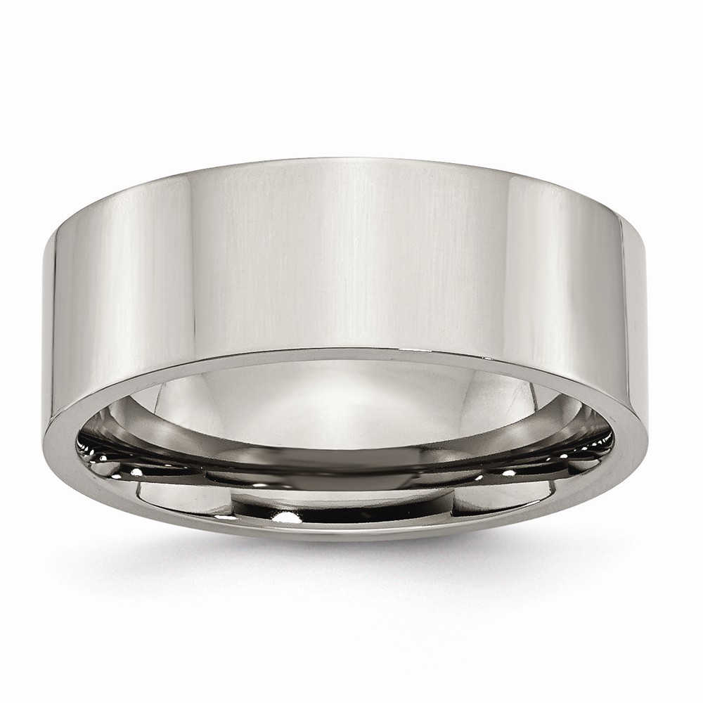 8 mm Titanium Flat Polished Band - Size 6