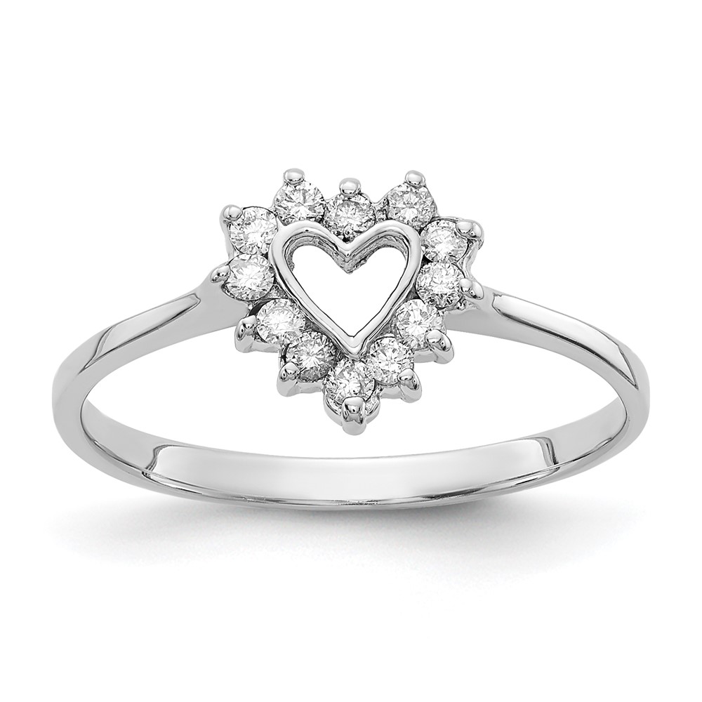 Picture of Finest Gold 14K White Gold Polished 0.17 CTW Diamond Heart Mounting Ring&amp;#44; Size 6