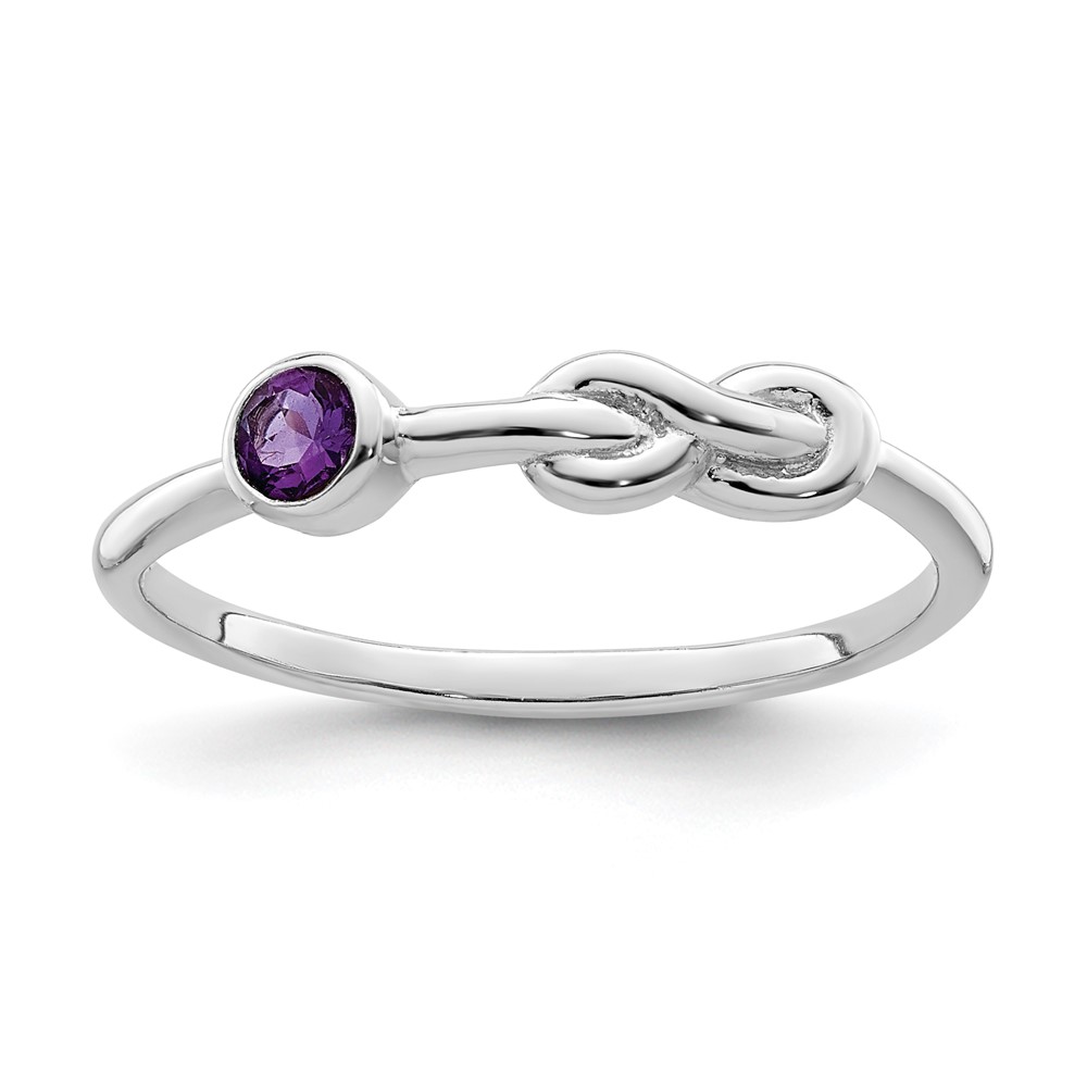 Picture of Finest Gold Sterling Silver Rhodium-plated Polished Infinity Amethyst Ring&amp;#44; Size 7