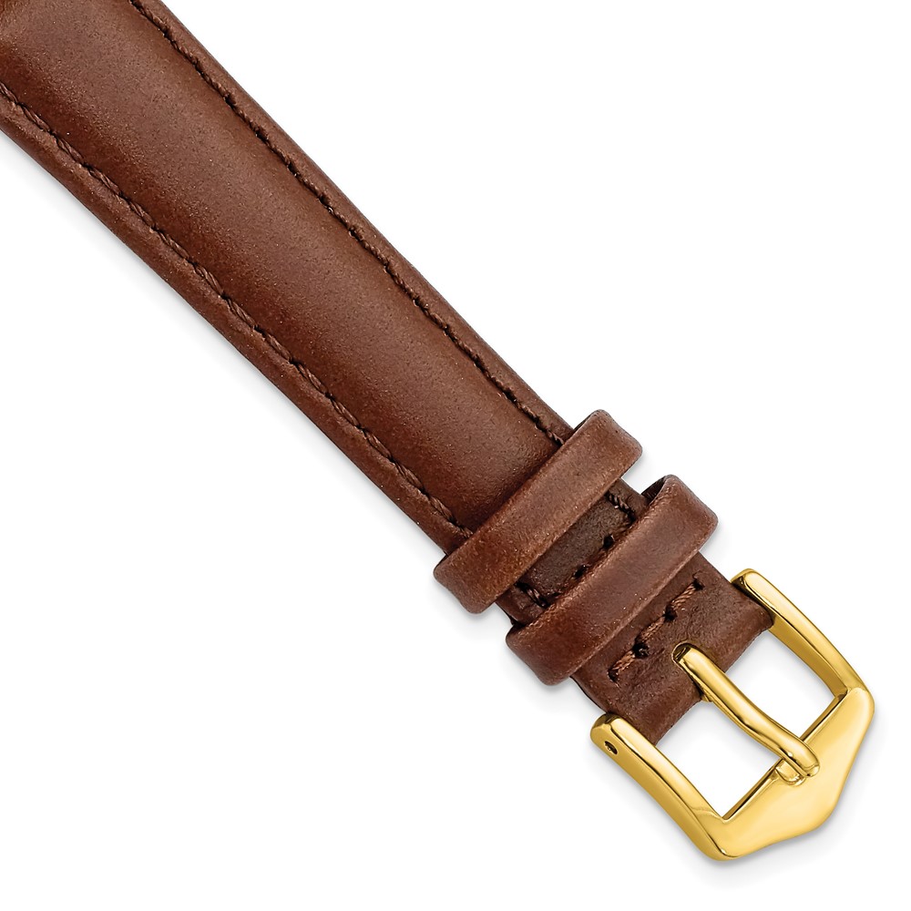 Picture of Finest Gold 14 mm Gilden Brown Oilskin Leather with Gold-Tone Buckle Watch Band