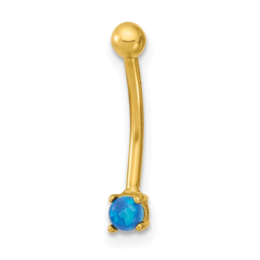 Picture of Finest Gold 14K Yellow Gold 16 Gauge Blue CZ Eyebrow Ring Body Jewelry Earrings