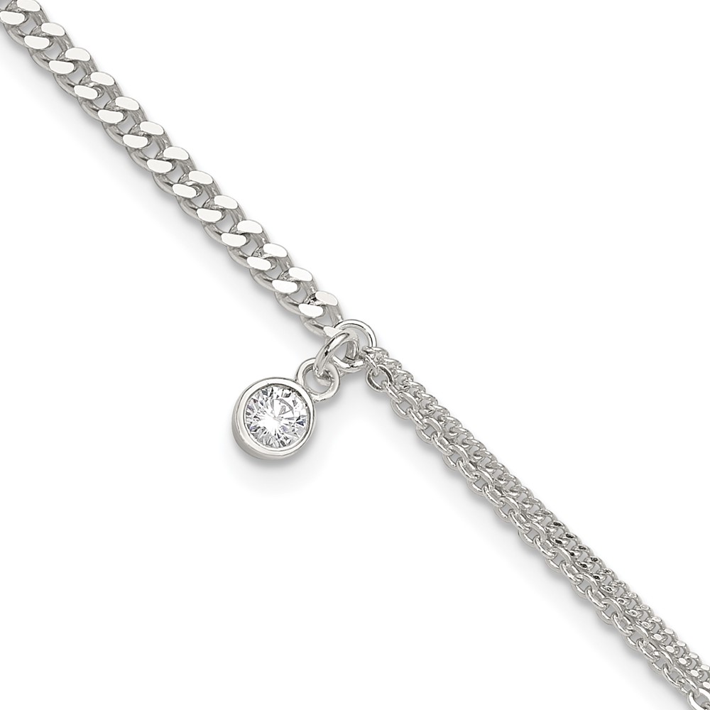 Picture of Quality Gold QG5767-9 Sterling Silver CZ Fancy Chain with 9 Plus 1 in. Extender Anklet