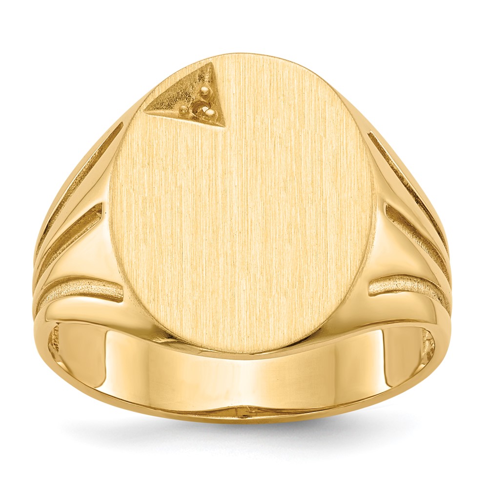 Picture of Finest Gold 14K Yellow Gold 16 x 14 mm Open Back Diamond Mens Signet Ring Mounting - Size 10