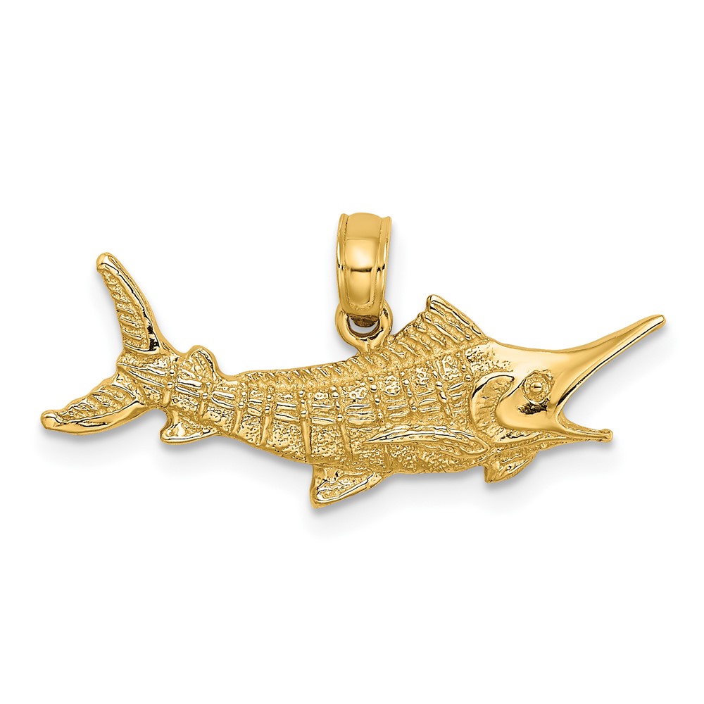 Picture of Finest Gold  10K Textured 2-D Marlin Fish Charm  Yellow