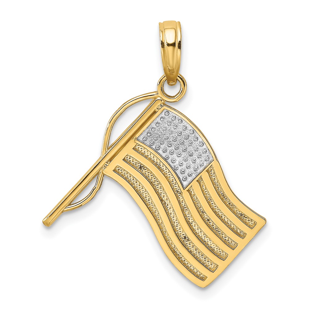 Picture of Finest Gold 10K Yellow with Rhodium American Flag Charm