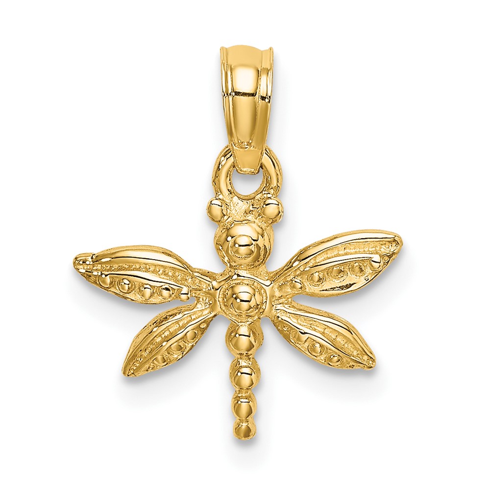 Picture of Finest Gold  10K 2-D Mini Dragonfly with Solid Wings Charm  Yellow