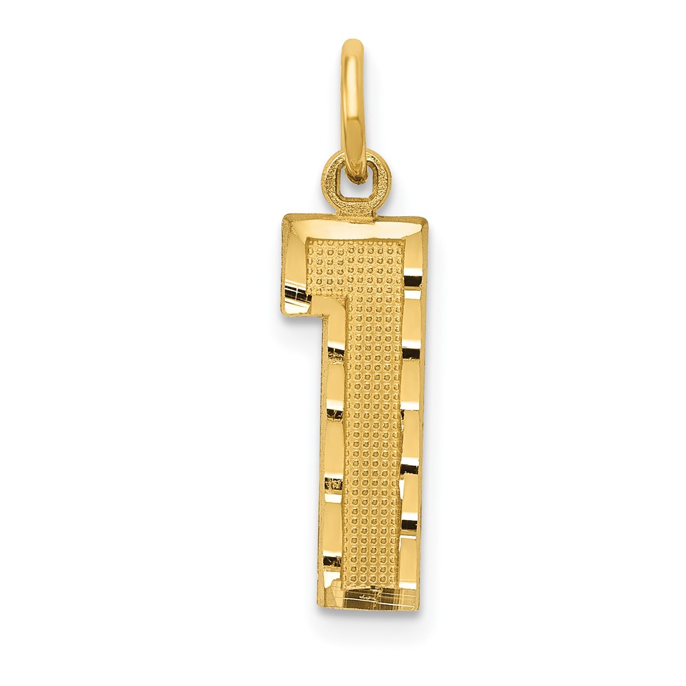 Picture of Finest Gold 10K Yellow Gold Casted Medium Diamond-Cut Number 1 Charm