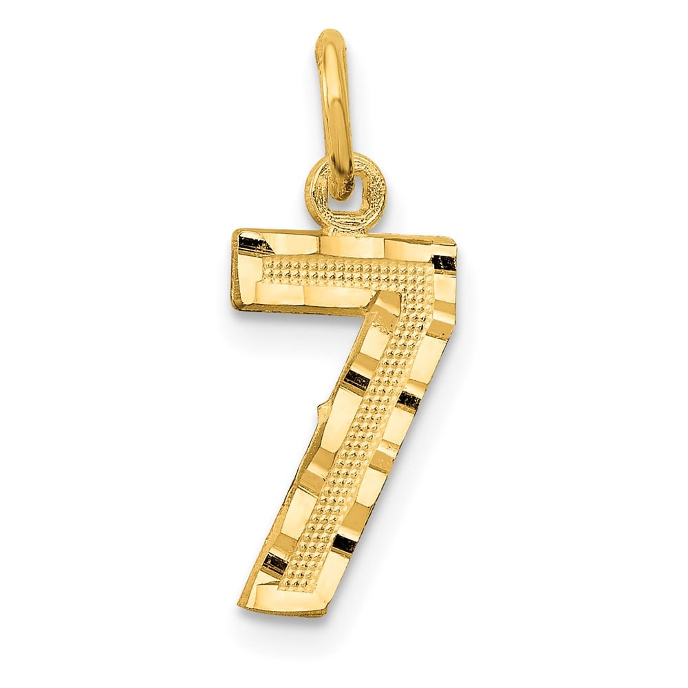 10K Yellow Gold Casted Small Diamond-Cut Number 7 Charm -  Bagatela, BA4367328