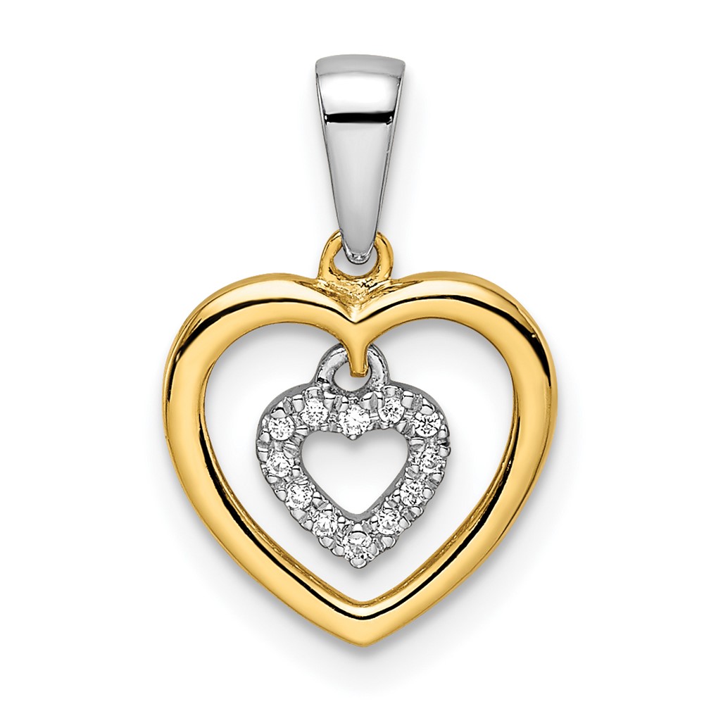 Picture of Finest Gold 14K Two-tone Heart Dangle Diamond Pendant