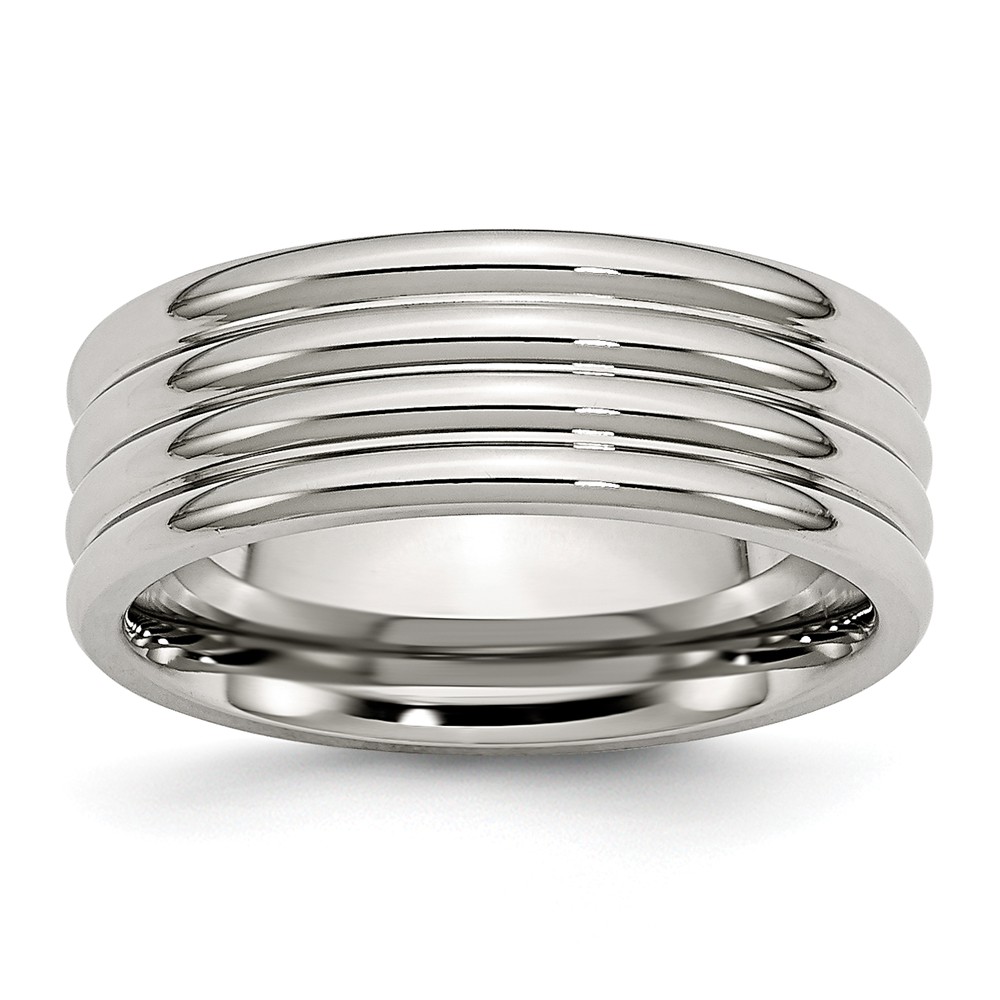 Picture of Bridal SR26-6.5 8 mm Stainless Steel Grooved Polished Band - Size 6.5
