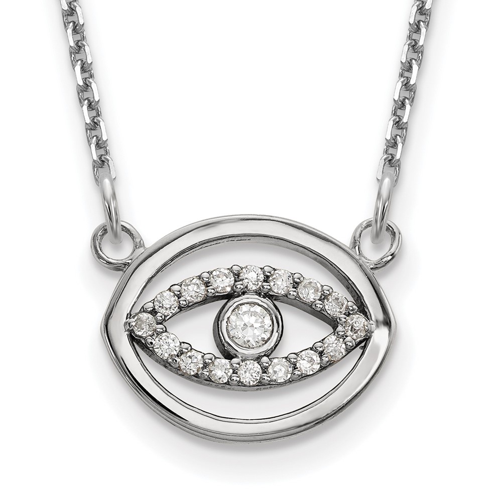 Picture of Finest Gold 14K White Gold Small Gold Halo Evil Eye Necklace with Out Chain Mounting