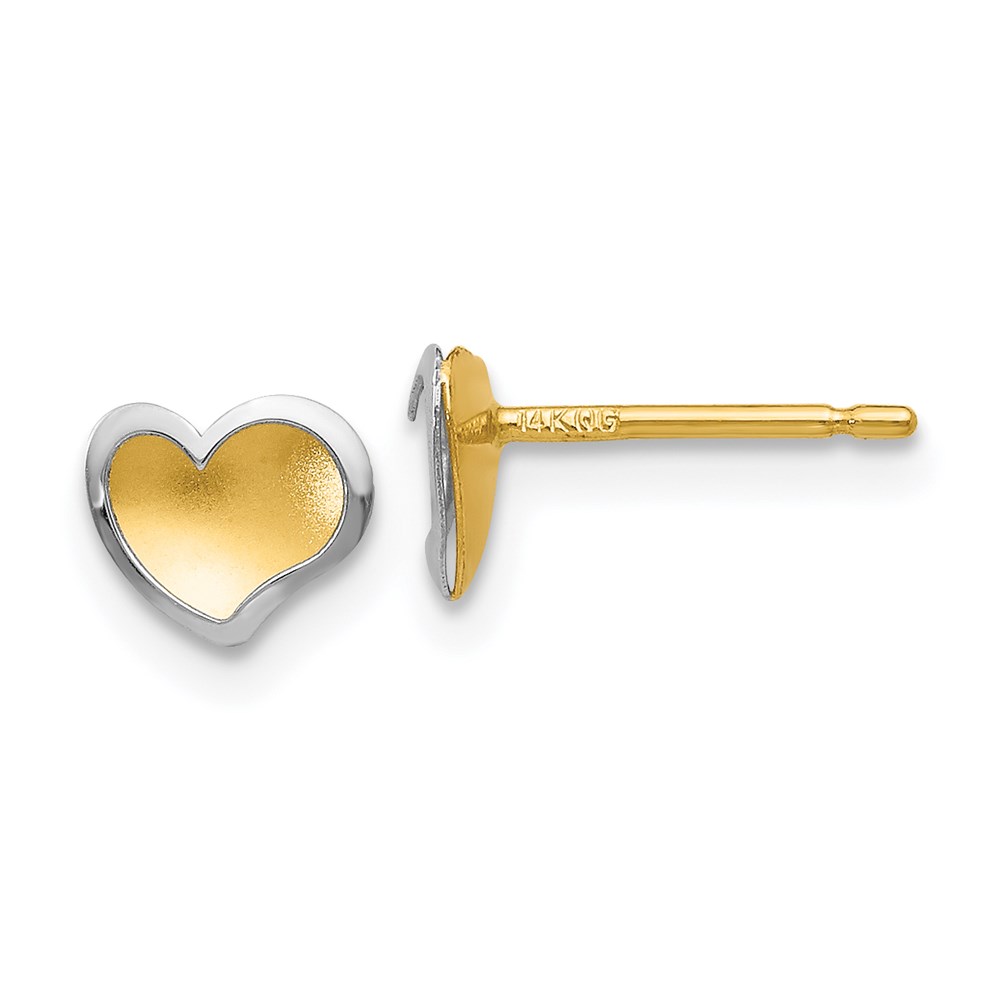 Gold Classics(tm) 14kt. 3mm Two-Tone Heart Stud Earrings -  Fine Jewelry Collections, YE1733