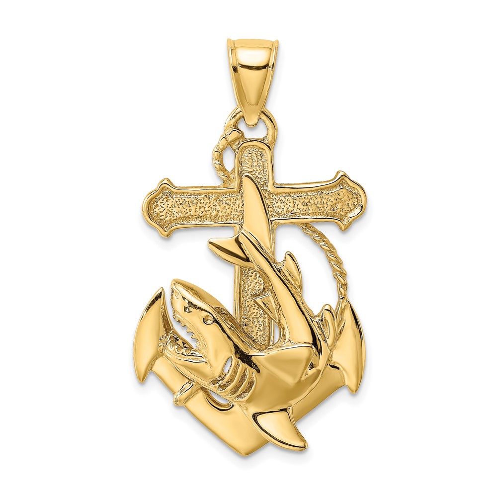 Picture of Finest Gold 10K 2-D Anchor with Shark Charm