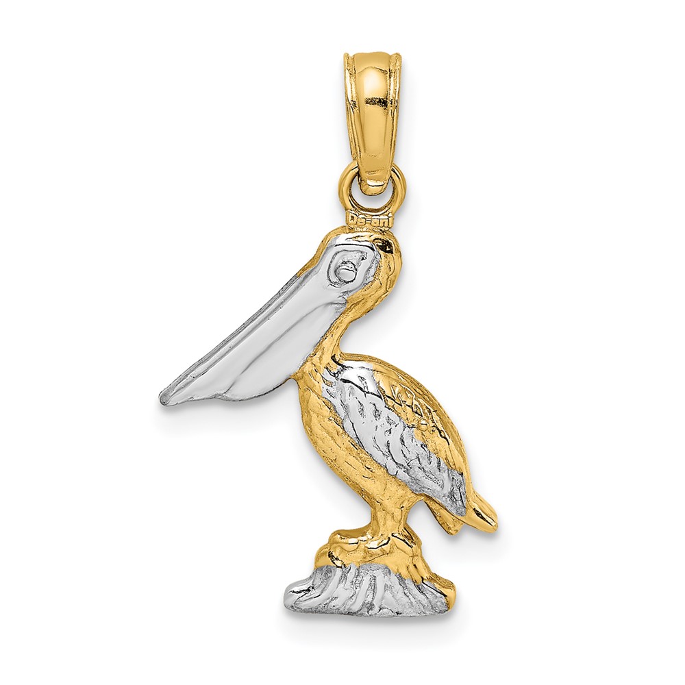 Picture of Quality Gold 10K9013 10K Yellow with Rhodium 3-D Small Standing Pelican Charm