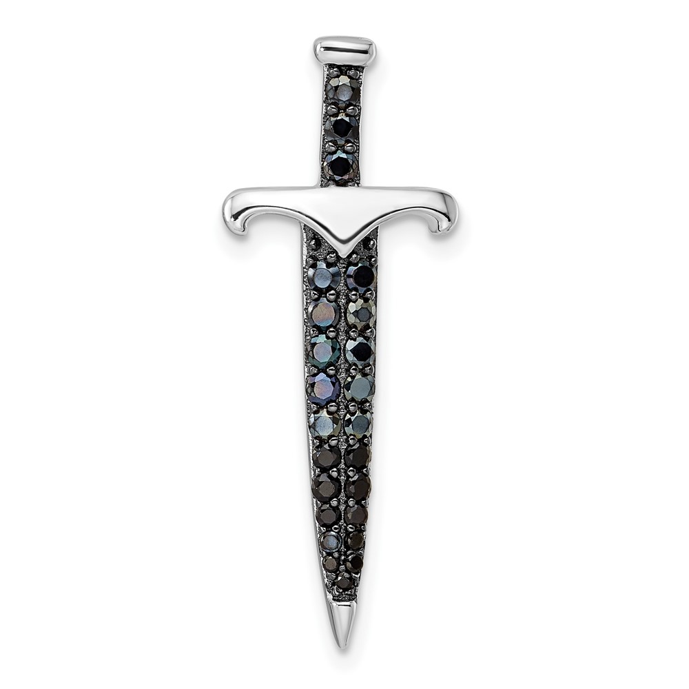 Sterling Silver Black & White Rhodium-Plated Black CZ Sword Pendant -  Bagatela, BA2729006