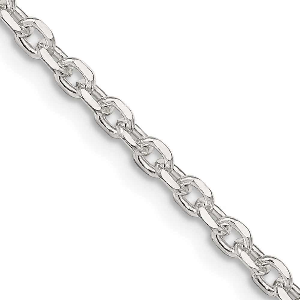 Sterling Silver 2.75 mm Diamond-Cut Forzantina 26 in. Cable Chain -  Finest Gold, UBSQPE15-26