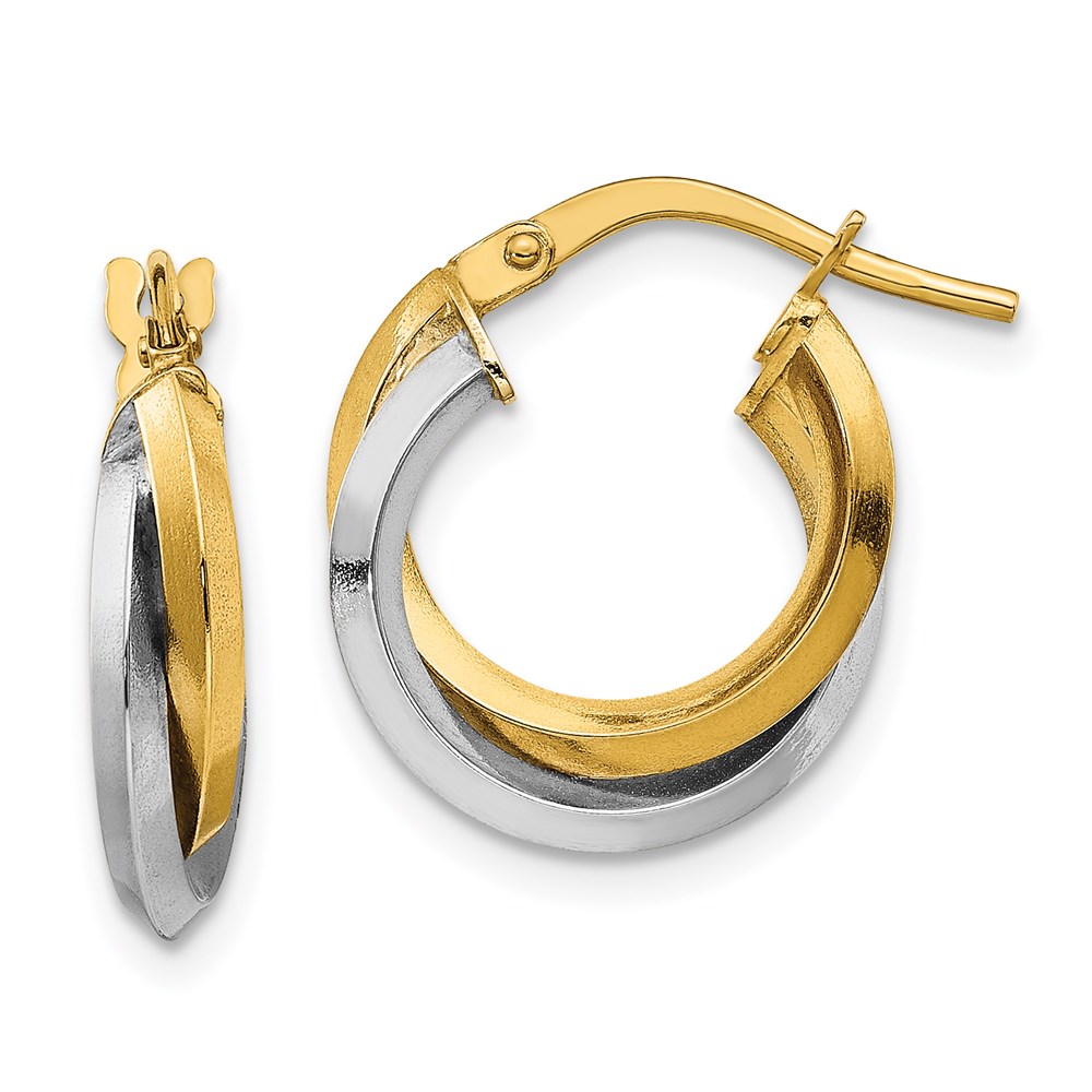 Picture of Finest Gold 14K Two-Tone Polished Double Hoops