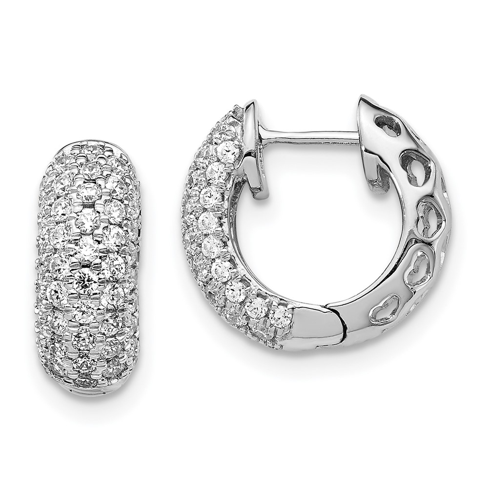 Picture of Finest Gold 14K White Gold Diamond Hinged Hoop Earrings