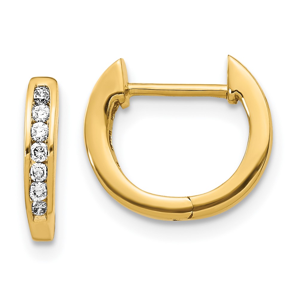 Picture of Finest Gold 12 mm 14K Gold Polished Diamond Hinged Hoop Earrings&#44; Yellow