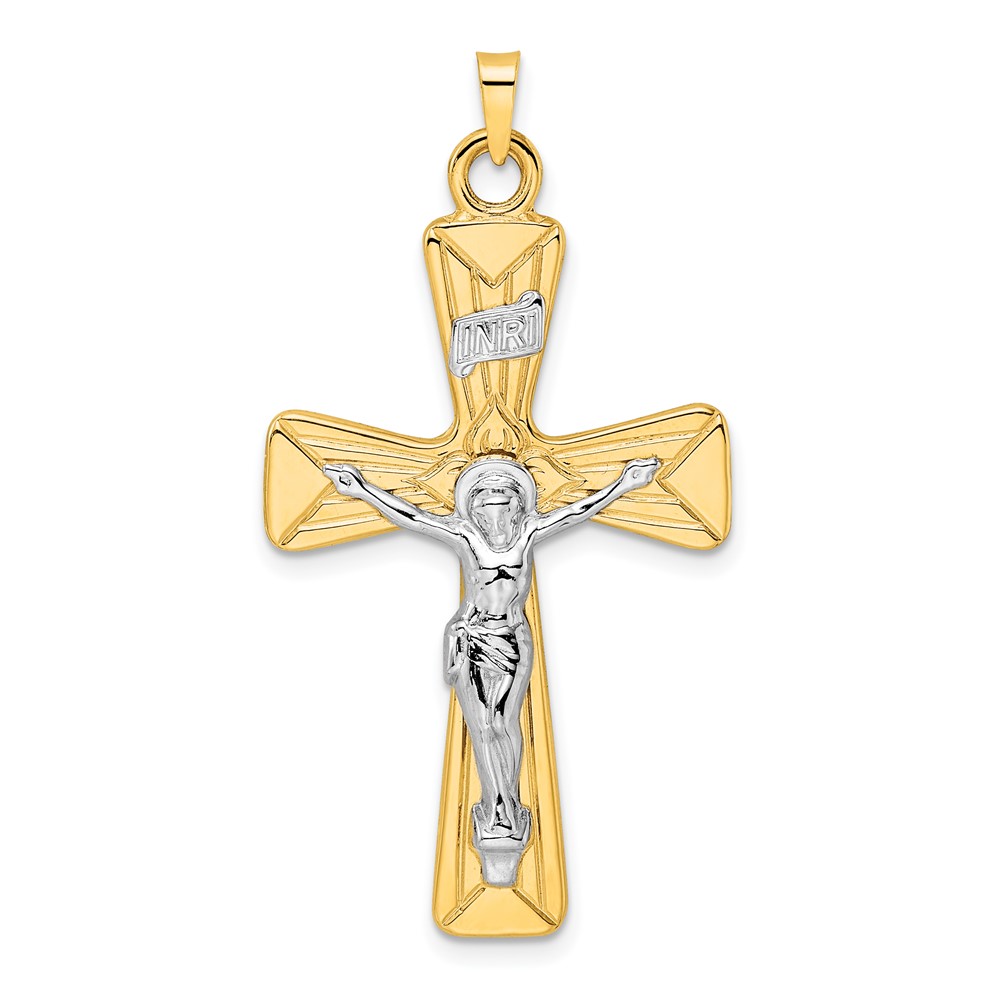 Picture of Finest Gold 14K Two-tone Polished Solid Inri Curcifix Cross Pendant