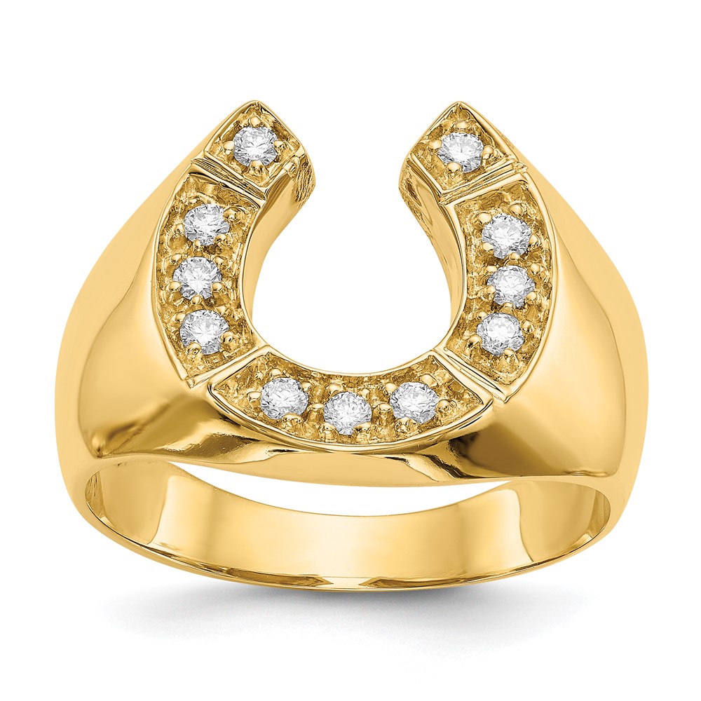 Picture of Finest Gold 14K Polished Mens Diamond Horseshoe Mounting Ring&amp;#44; Size 10