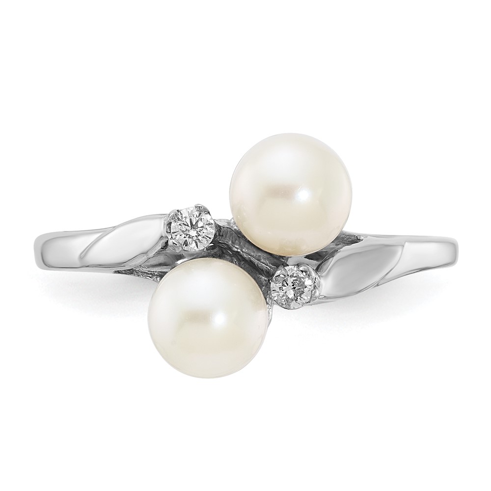 Picture of Finest Gold 14K White Gold Polished Diamond &amp; Pearl Mounting Ring&amp;#44; Size 6