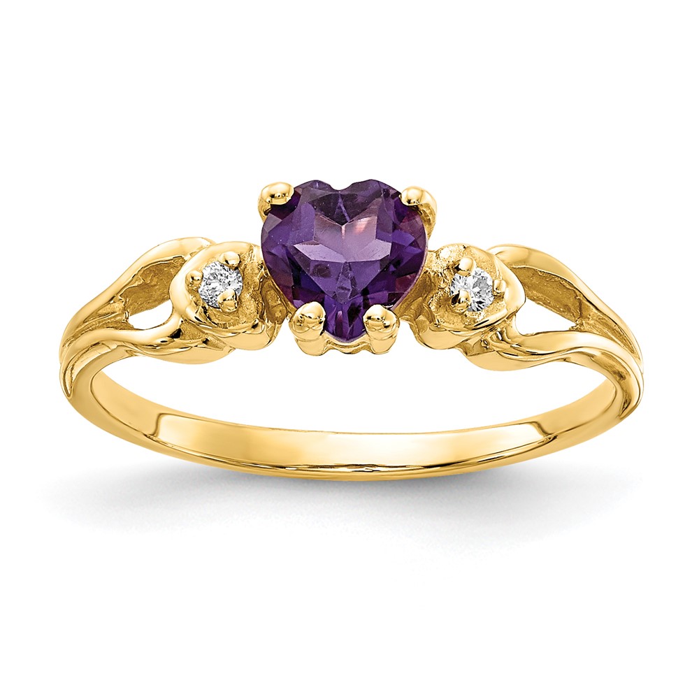 Picture of Finest Gold 14K Yellow Gold Polished 0.02CT Diamond &amp; 5 mm Heart Gemstone Ring Mounting - Size 6