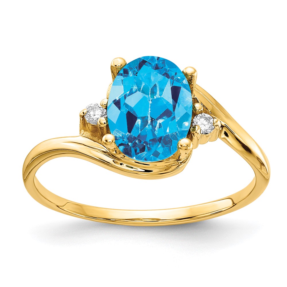 Picture of Finest Gold 14K Yellow Gold Polished 0.04CT Diamond &amp; 8 x 6 mm Oval Gemstone Ring Mounting - Size 6