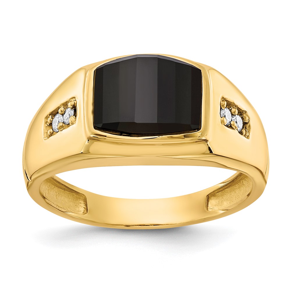 Picture of Quality Gold Y4007 14K Yellow Gold Mens Diamond & Onyx Ring Mounting - Size 11