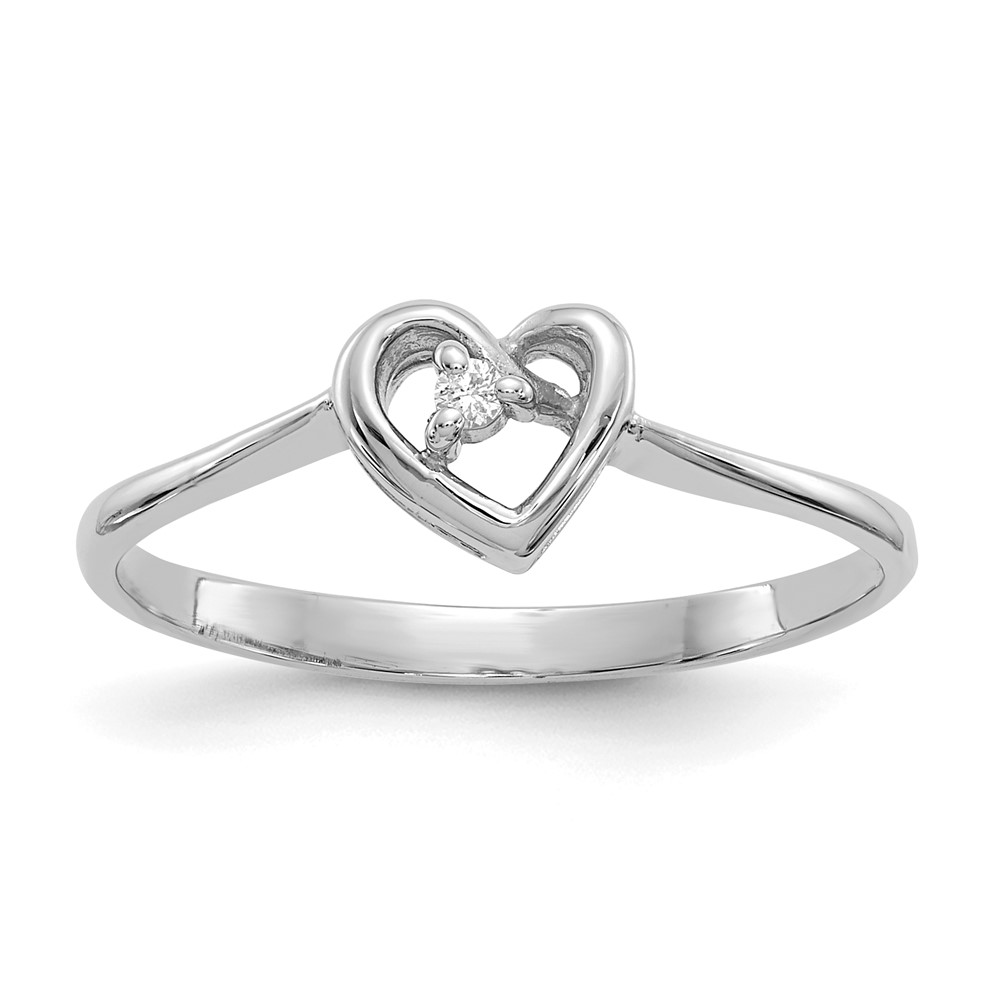 Picture of Finest Gold 14K White Gold 0.02 CTW Diamond Heart Mounting Ring&amp;#44; Size 6