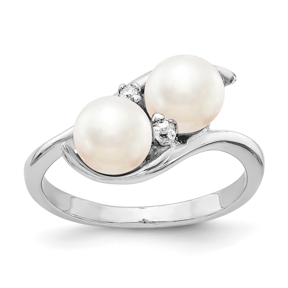 Picture of Finest Gold 14K White Gold 6 mm Pearl &amp; Diamond Ring Mounting - Size 6