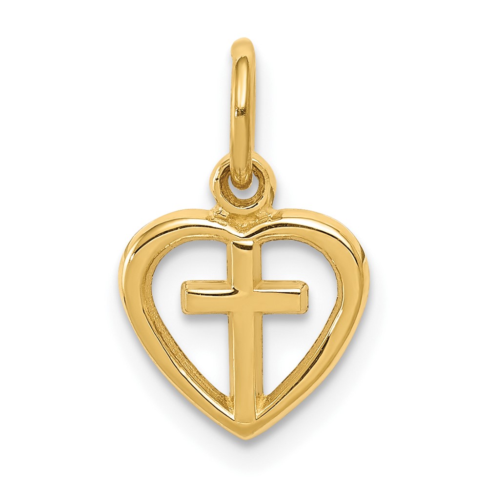 Picture of Finest Gold 10K Yellow Gold Cross in Heart Charm